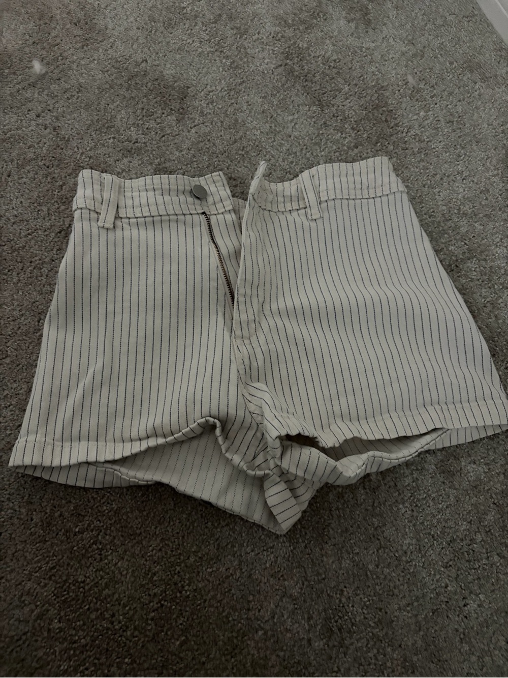 Universal Thread High-Waist Pinstripe Shorts - Cream with Black Stripes